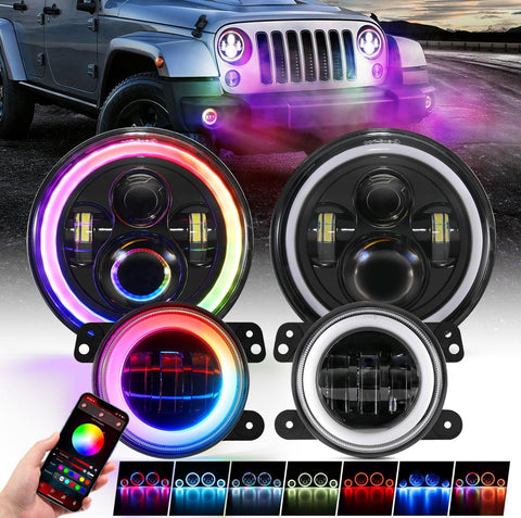 Auxbeam LED Headlight kit with RGB halo and Fog Lights